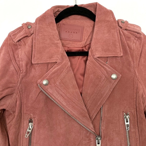 BLANKNYC DustyCoral Pink Suede Leather Moto Jacket - Picture 5 of 11